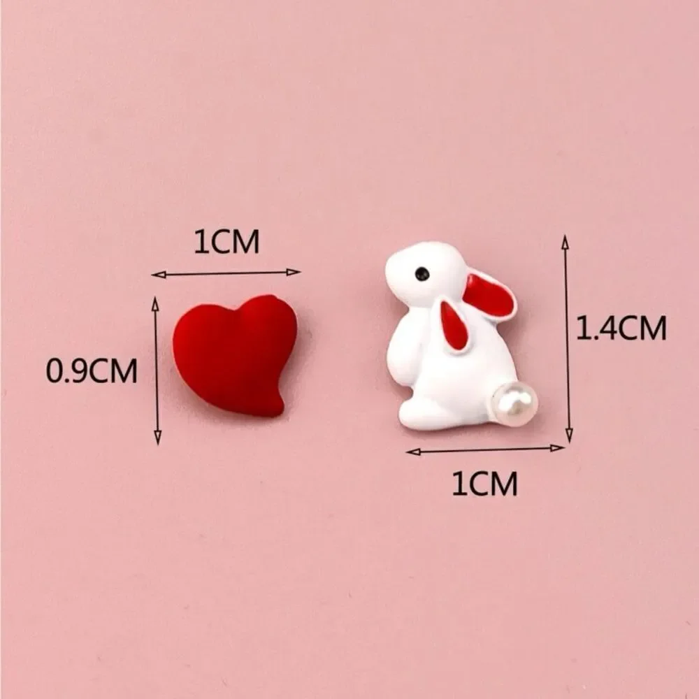Asymmetric Heart and Rabbit Earrings - Picture 6 of 6